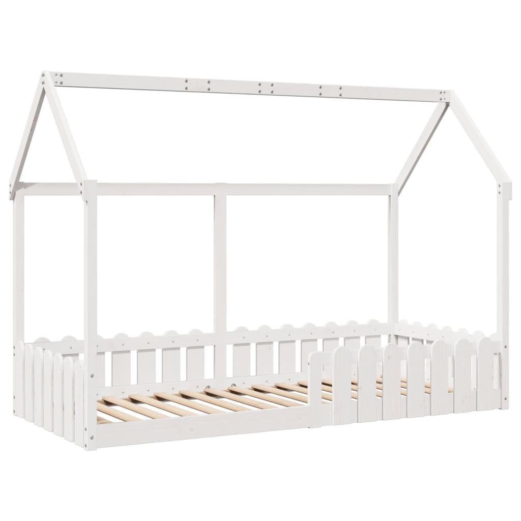 Giroletto Casetta Bambini Bianco 90x200 cm Legno Massello Pino - homemem39