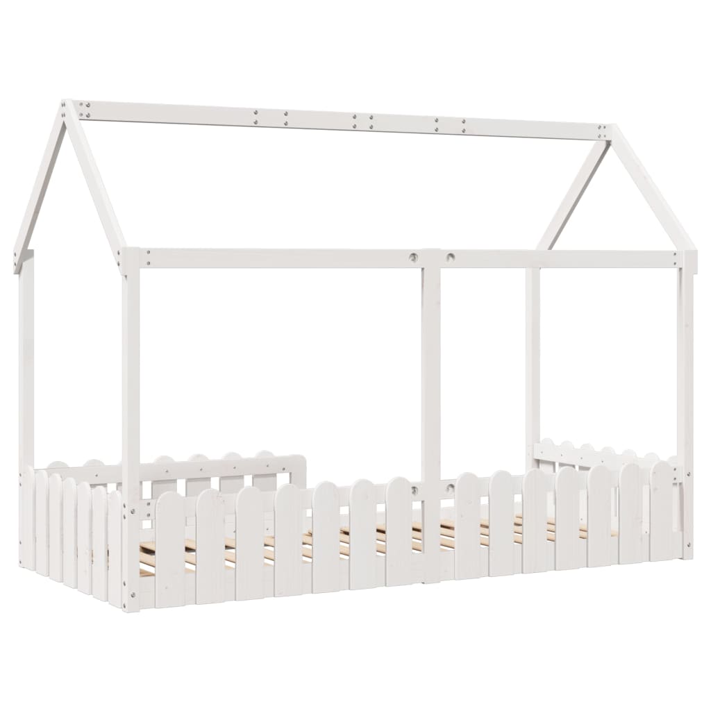 Giroletto Casetta Bambini Bianco 90x200 cm Legno Massello Pino | homemem39