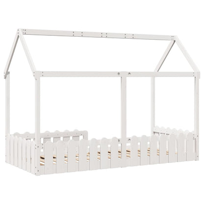 Giroletto Casetta Bambini Bianco 90x200 cm Legno Massello Pino | homemem39