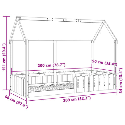 Giroletto Casetta Bambini Bianco 90x200 cm Legno Massello Pino | homemem39