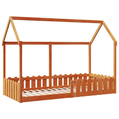 Giroletto Casetta Bambini Marrone Cera 90x200 cm Massello Pino | homemem39