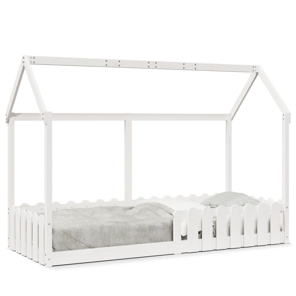 Giroletto Casetta Bambini Bianco 80x200 cm Legno Massello Pino | homemem39