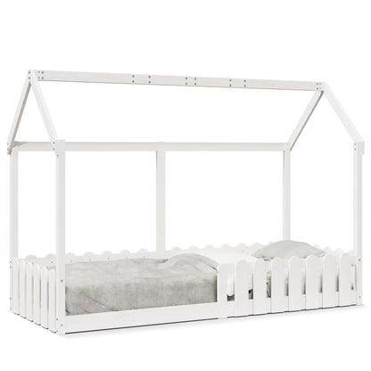 Giroletto Casetta Bambini Bianco 80x200 cm Legno Massello Pino | homemem39
