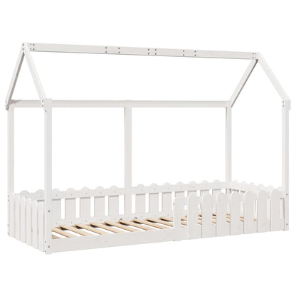 Giroletto Casetta Bambini Bianco 80x200 cm Legno Massello Pino | homemem39