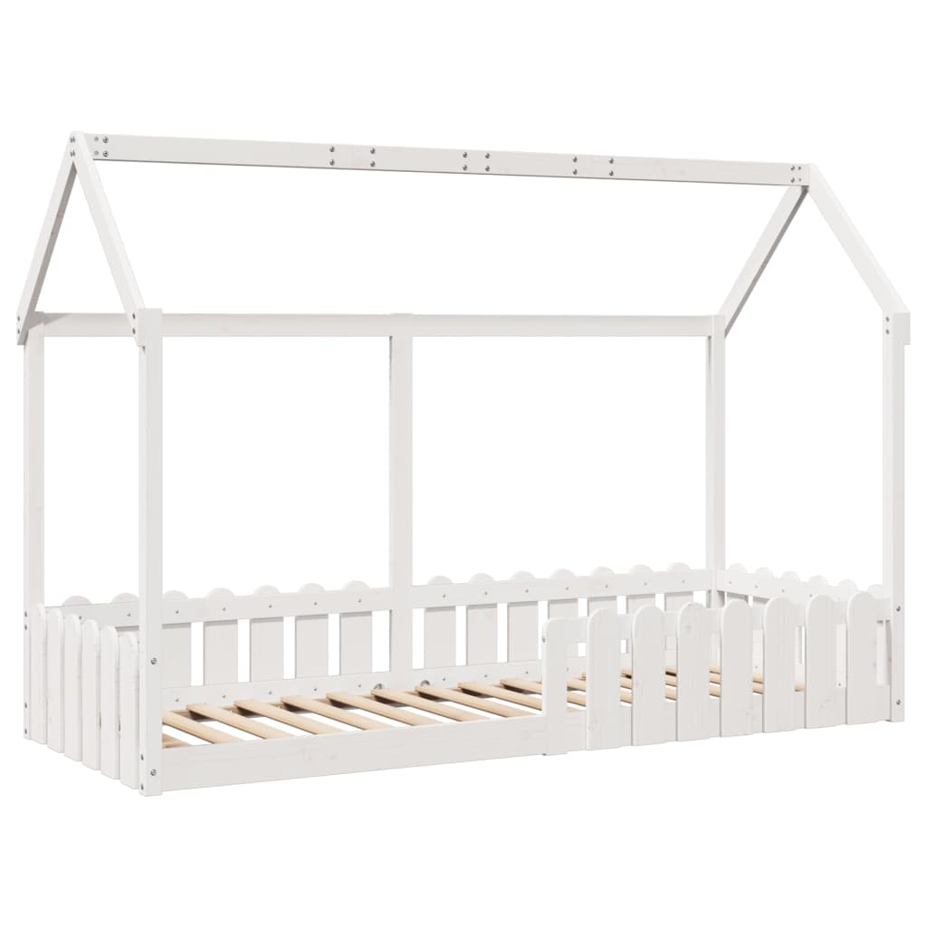 Giroletto Casetta Bambini Bianco 80x200 cm Legno Massello Pino - homemem39