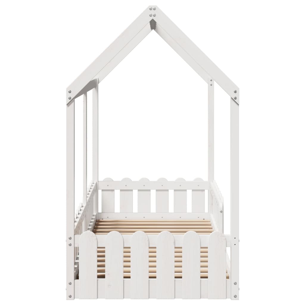 Giroletto Casetta Bambini Bianco 80x200 cm Legno Massello Pino | homemem39