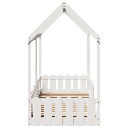 Giroletto Casetta Bambini Bianco 80x200 cm Legno Massello Pino | homemem39