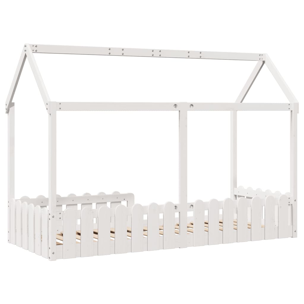 Giroletto Casetta Bambini Bianco 80x200 cm Legno Massello Pino | homemem39