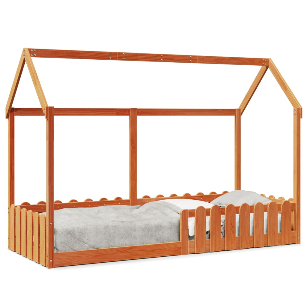 Giroletto Casetta Bambini Marrone Cera 80x200 cm Massello Pino | homemem39