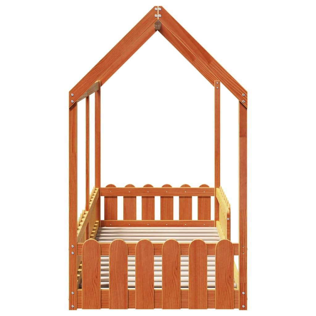 Giroletto Casetta Bambini Marrone Cera 80x200 cm Massello Pino | homemem39