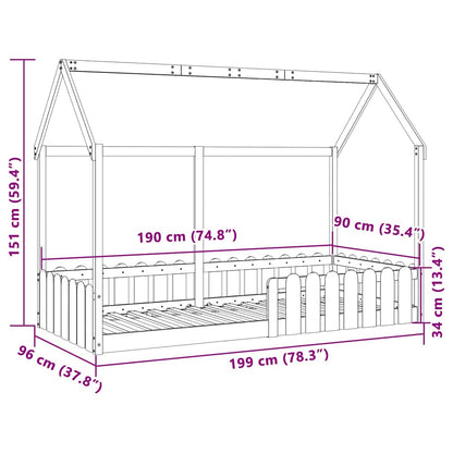 Giroletto per Bambini 90x190 cm in Legno Massello di Pino | homemem39