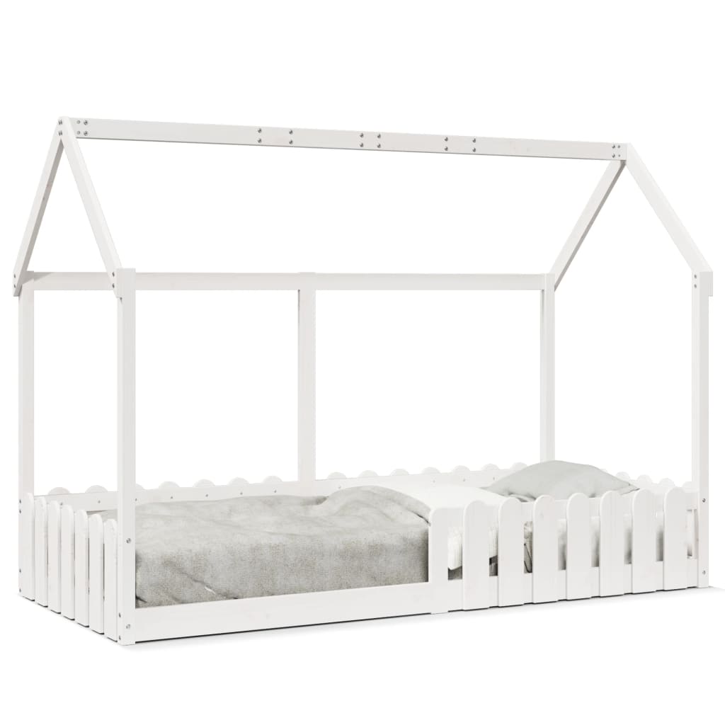 Giroletto Casetta Bambini Bianco 90x190 cm Legno Massello Pino | homemem39