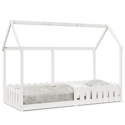 Giroletto Casetta Bambini Bianco 90x190 cm Legno Massello Pino | homemem39
