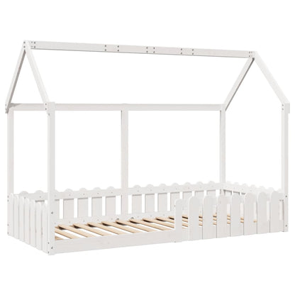 Giroletto Casetta Bambini Bianco 90x190 cm Legno Massello Pino | homemem39