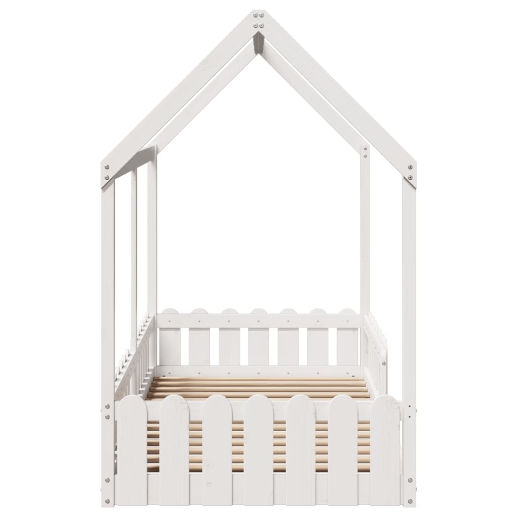 Giroletto Casetta Bambini Bianco 90x190 cm Legno Massello Pino | homemem39