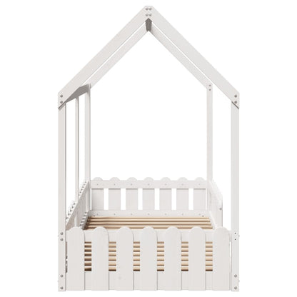 Giroletto Casetta Bambini Bianco 90x190 cm Legno Massello Pino - homemem39