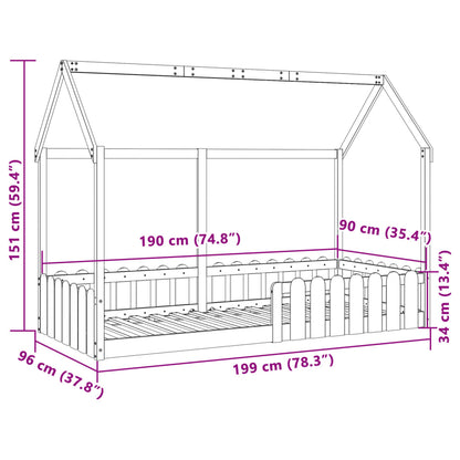 Giroletto Casetta Bambini Bianco 90x190 cm Legno Massello Pino | homemem39