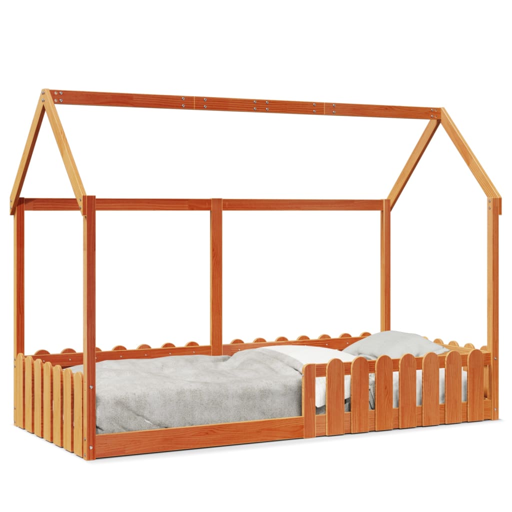 Giroletto Casetta Bambini Marrone Cera 90x190 cm Massello Pino - homemem39