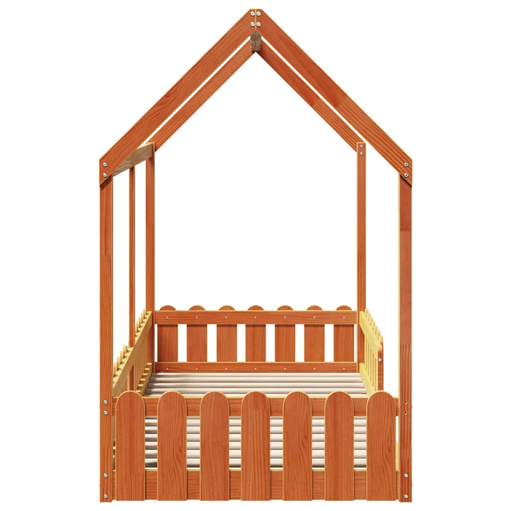 Giroletto Casetta Bambini Marrone Cera 90x190 cm Massello Pino | homemem39