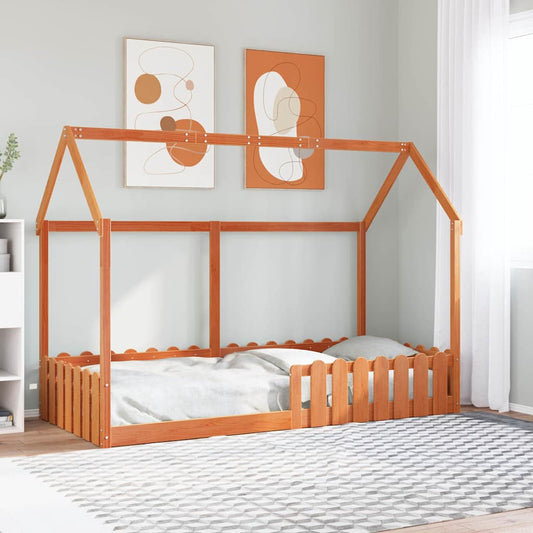 Giroletto Casetta Bambini Marrone Cera 90x190 cm Massello Pino | homemem39