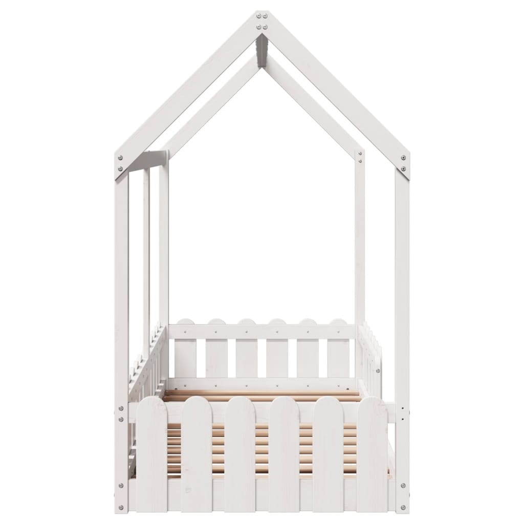 Giroletto Casetta Bambini Bianco 80x160 cm Legno Massello Pino - homemem39