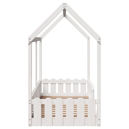 Giroletto Casetta Bambini Bianco 80x160 cm Legno Massello Pino - homemem39
