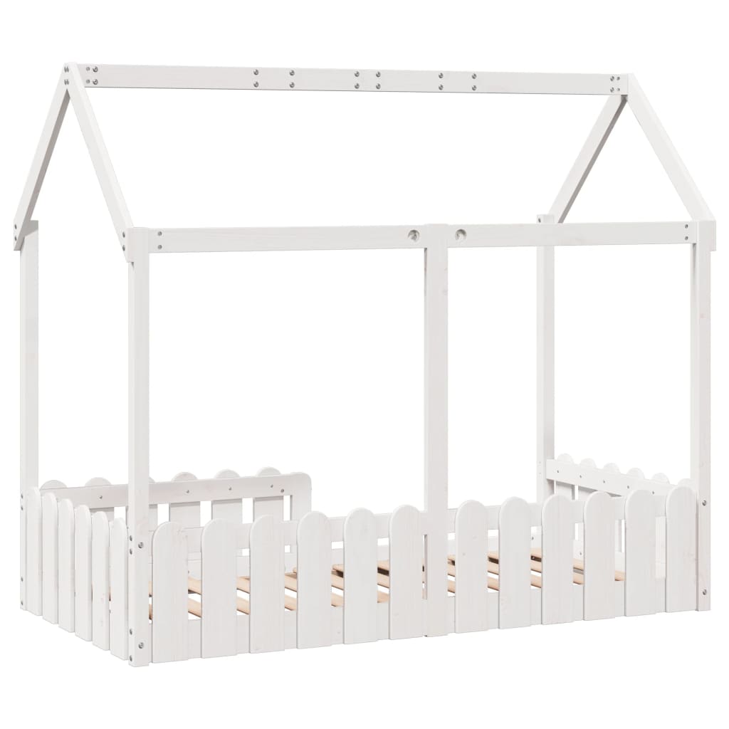 Giroletto Casetta Bambini Bianco 80x160 cm Legno Massello Pino - homemem39
