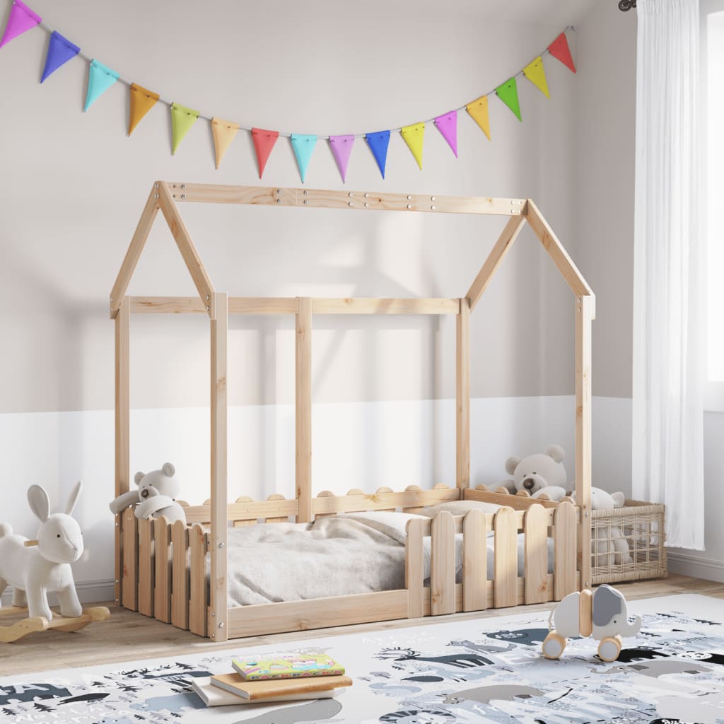 Giroletto Casetta per Bambini 70x140 cm Legno Massello di Pino - homemem39