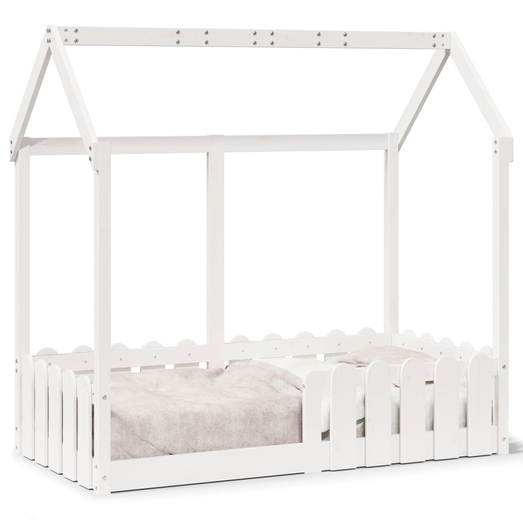 Giroletto Casetta Bambini Bianco 70x140 cm Legno Massello Pino | homemem39