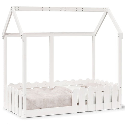 Giroletto Casetta Bambini Bianco 70x140 cm Legno Massello Pino | homemem39