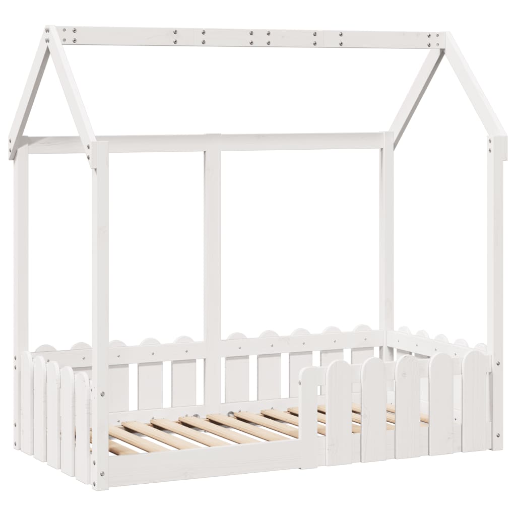 Giroletto Casetta Bambini Bianco 70x140 cm Legno Massello Pino | homemem39