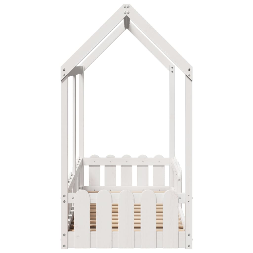 Giroletto Casetta Bambini Bianco 70x140 cm Legno Massello Pino - homemem39