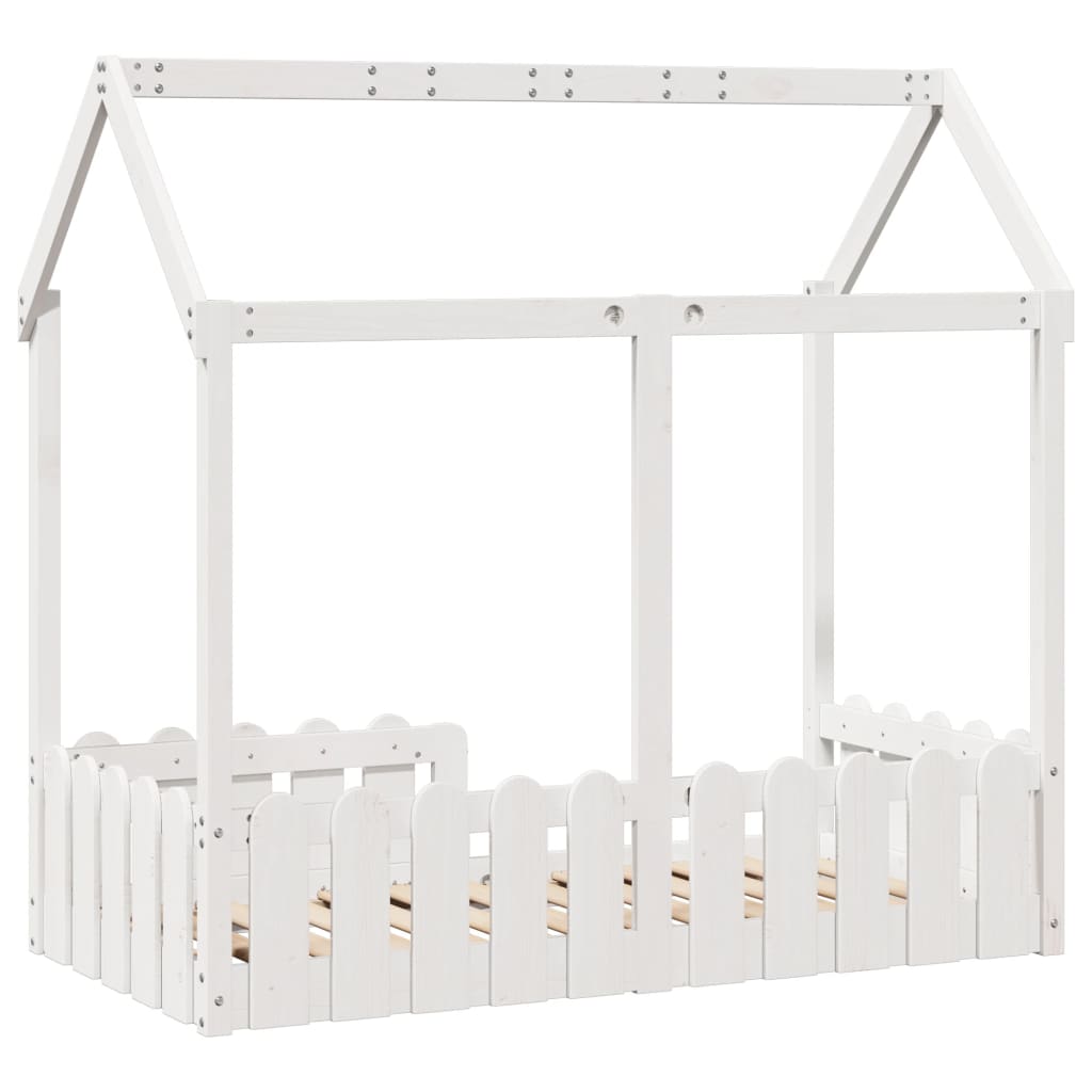 Giroletto Casetta Bambini Bianco 70x140 cm Legno Massello Pino | homemem39