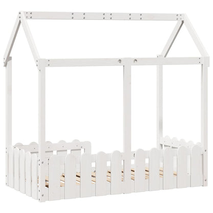 Giroletto Casetta Bambini Bianco 70x140 cm Legno Massello Pino - homemem39