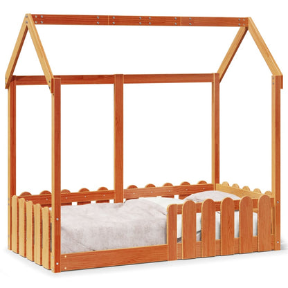 Giroletto Casetta Bambini Marrone Cera 70x140 cm Massello Pino - homemem39
