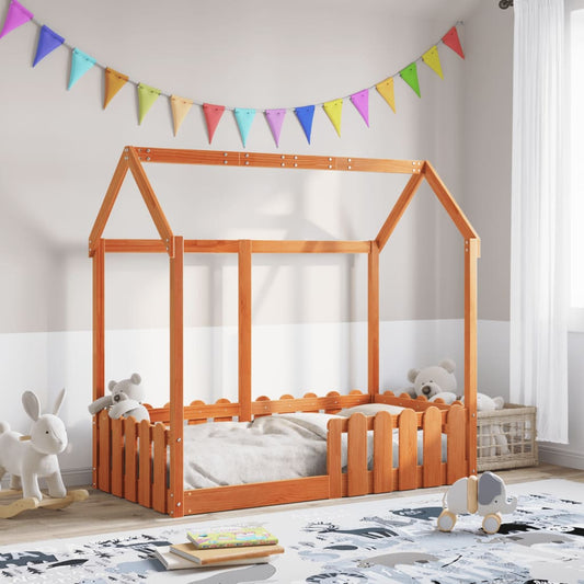 Giroletto Casetta Bambini Marrone Cera 70x140 cm Massello Pino - homemem39