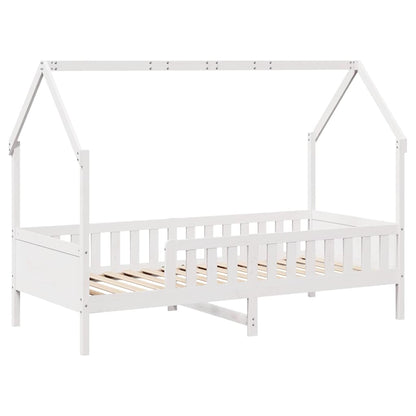 Giroletto Casetta Bambini Bianco 90x200 cm Legno Massello Pino | homemem39