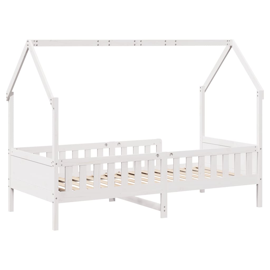 Giroletto Casetta Bambini Bianco 90x200 cm Legno Massello Pino - homemem39