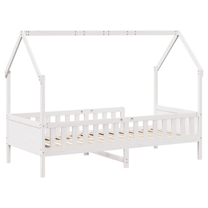 Giroletto Casetta Bambini Bianco 90x200 cm Legno Massello Pino - homemem39