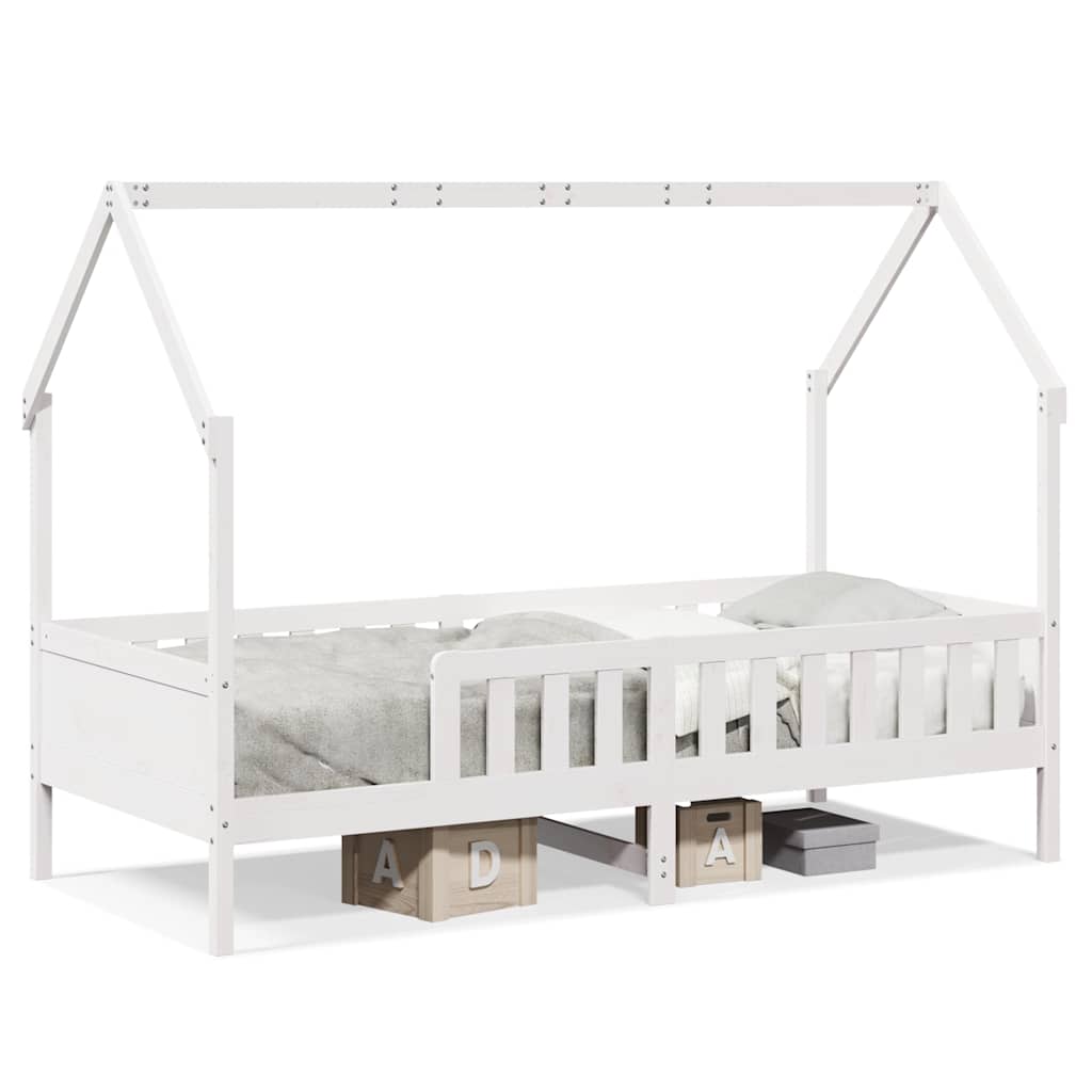 Giroletto Casetta Bambini Bianco 80x200 cm Legno Massello Pino | homemem39