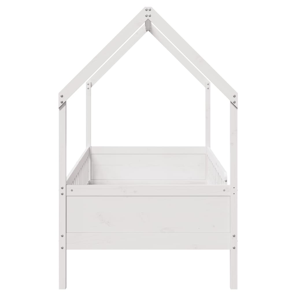 Giroletto Casetta Bambini Bianco 80x200 cm Legno Massello Pino - homemem39
