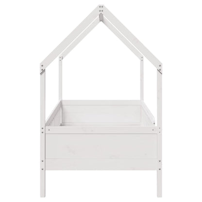 Giroletto Casetta Bambini Bianco 80x200 cm Legno Massello Pino - homemem39