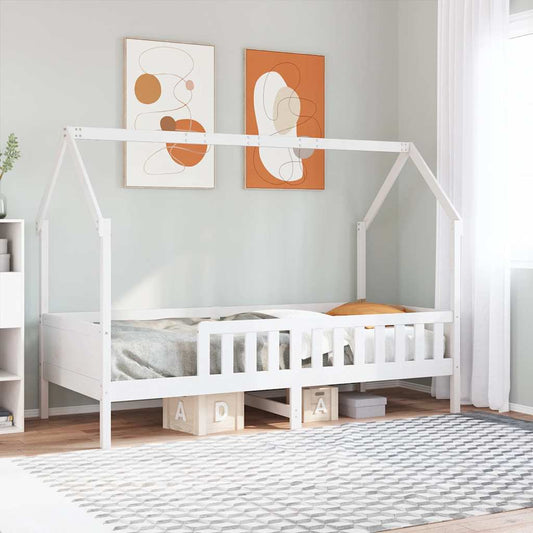 Giroletto Casetta Bambini Bianco 80x200 cm Legno Massello Pino | homemem39