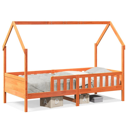 Giroletto Casetta Bambini Marrone Cera 80x200 cm Massello Pino - homemem39
