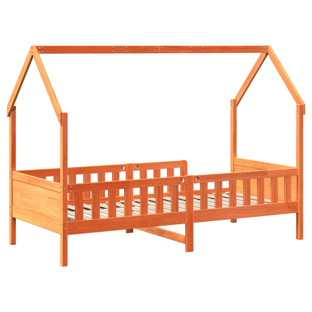 Giroletto Casetta Bambini Marrone Cera 80x200 cm Massello Pino - homemem39