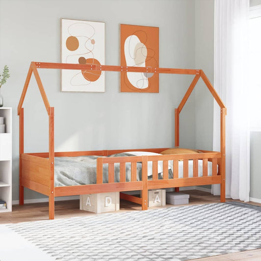Giroletto Casetta Bambini Marrone Cera 80x200 cm Massello Pino | homemem39