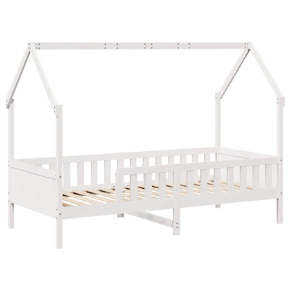 Giroletto Casetta Bambini Bianco 90x190 cm Legno Massello Pino | homemem39