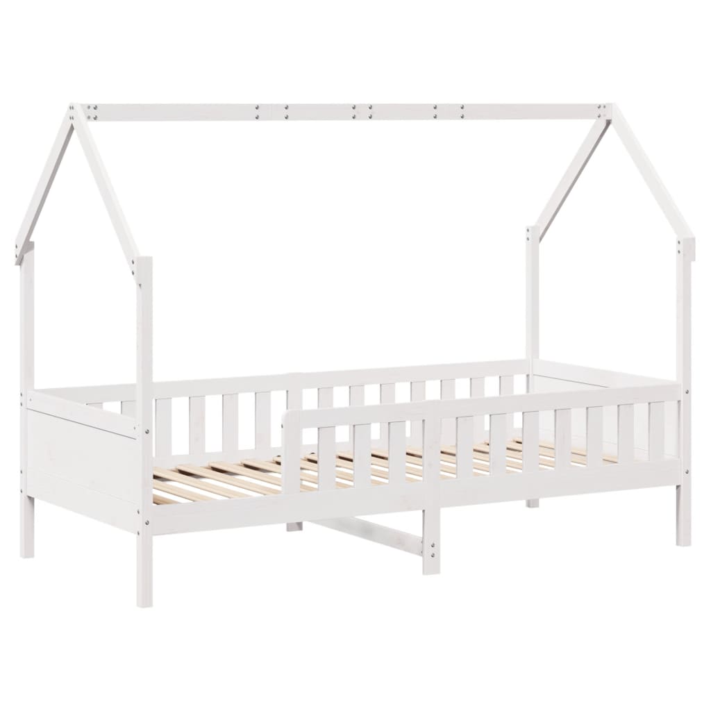 Giroletto Casetta Bambini Bianco 90x190 cm Legno Massello Pino - homemem39