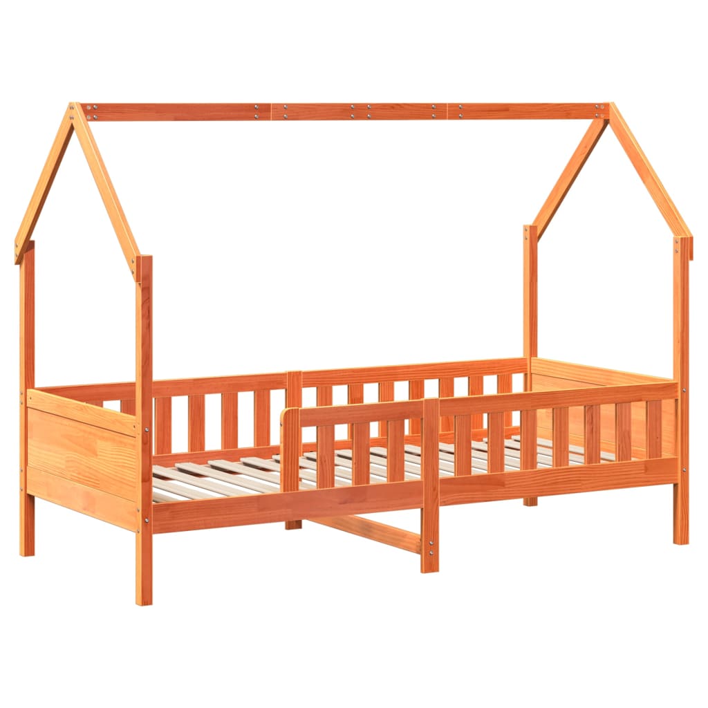 Giroletto Casetta Bambini Marrone Cera 90x190 cm Massello Pino - homemem39