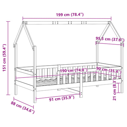 Giroletto Casetta Bambini Marrone Cera 90x190 cm Massello Pino | homemem39